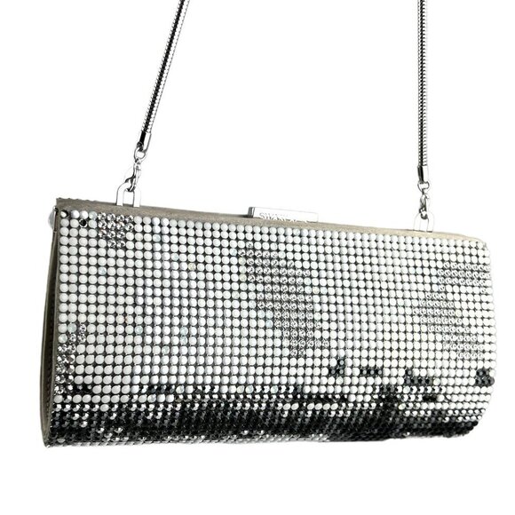 SWAROVSKI Authentic Silver Crystal Evening Bag Clutch Silk Lining Retired Rare - Picture 16 of 16